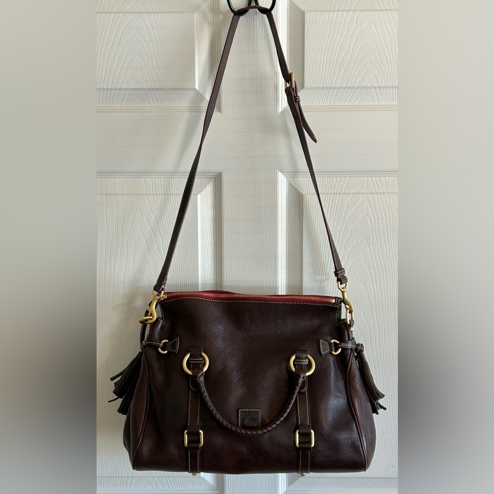 Dooney & Bourke Florentine Leather Satchel LARGE size in Brown Tmoro